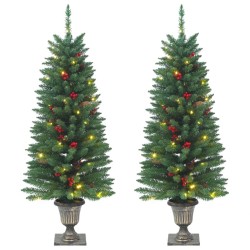vidaXL Künstliche Weihnachtsbäume 2 Stk. 100 LEDs Grün 120 cm