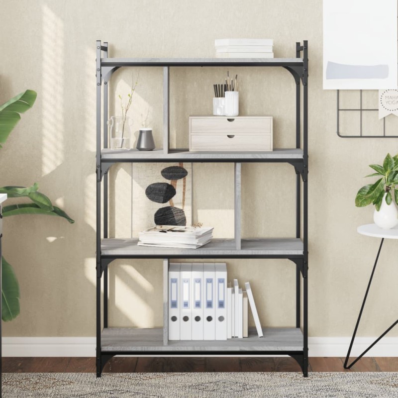vidaXL Bücherregal 4 Böden Grau Sonoma 76x32x123 cm Holzwerkstoff vidaXL Bücherregal 4 Böden Grau Sonoma 76x32x123 cm Holzwerkstoff