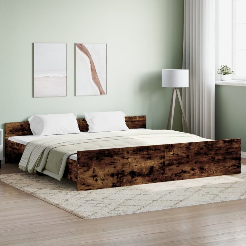 vidaXL Bettgestell mit Kopf- und Fußteil Räuchereiche 180x200 cm vidaXL Bettgestell mit Kopf- und Fußteil Räuchereiche 180x200 cm