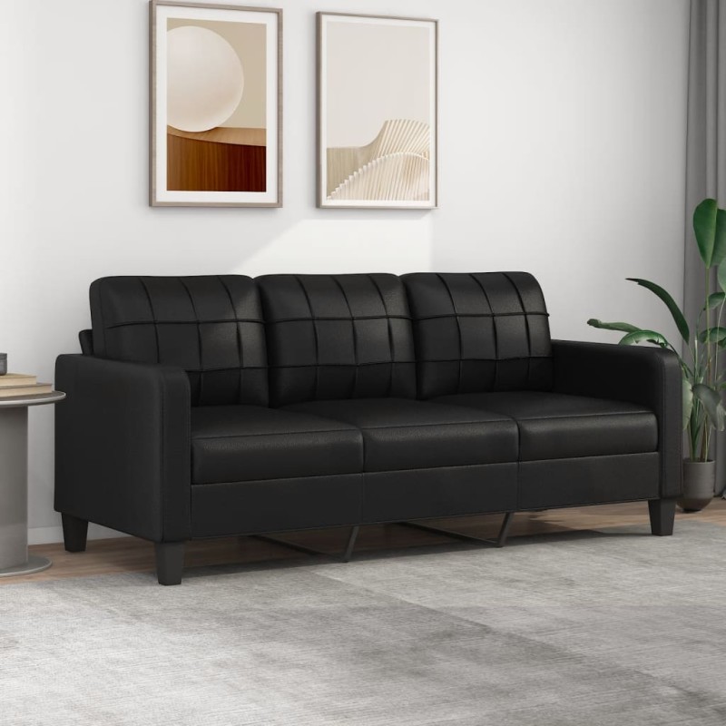vidaXL 3-Sitzer-Sofa Schwarz 180 cm Kunstleder vidaXL 3-Sitzer-Sofa Schwarz 180 cm Kunstleder