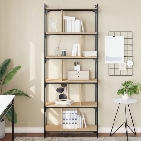 vidaXL Bücherregal 6 Böden Sonoma-Eiche 76x32x192 cm Holzwerkstoff