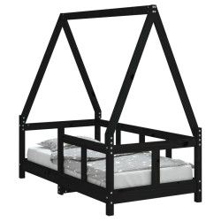 vidaXL Kinderbett Schwarz 70x140 cm Massivholz Kiefer