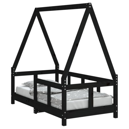 vidaXL Kinderbett Schwarz 70x140 cm Massivholz Kiefer