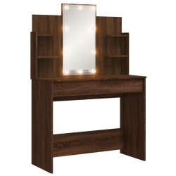 vidaXL Schminktisch mit LED-Leuchten Braun Eiche 96x40x142 cm