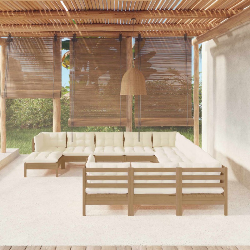 vidaXL 12-tlg. Garten-Lounge-Set mit Kissen Honigbraun Kiefernholz vidaXL 12-tlg. Garten-Lounge-Set mit Kissen Honigbraun Kiefernholz
