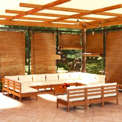 vidaXL 14-tlg. Garten-Lounge-Set mit Kissen Honigbraun Kiefernholz