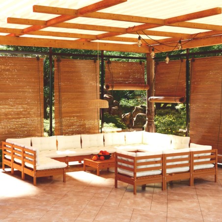 vidaXL 14-tlg. Garten-Lounge-Set mit Kissen Honigbraun Kiefernholz