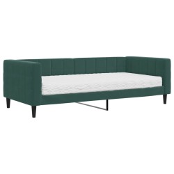 vidaXL Tagesbett mit Matratze Dunkelgrün 90x200 cm Samt