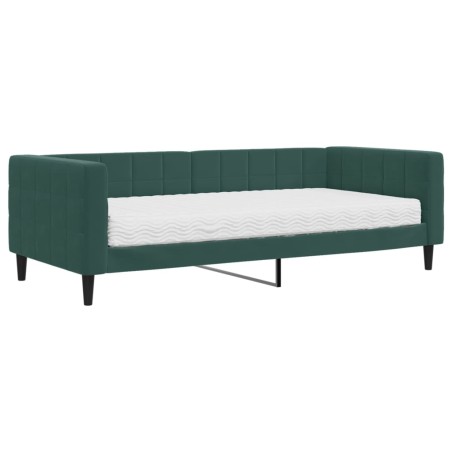 vidaXL Tagesbett mit Matratze Dunkelgrün 90x200 cm Samt