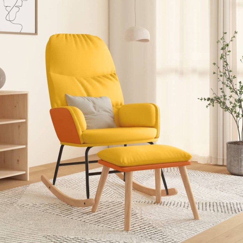vidaXL Schaukelsessel mit Hocker Senfgelb Stoff vidaXL Schaukelsessel mit Hocker Senfgelb Stoff