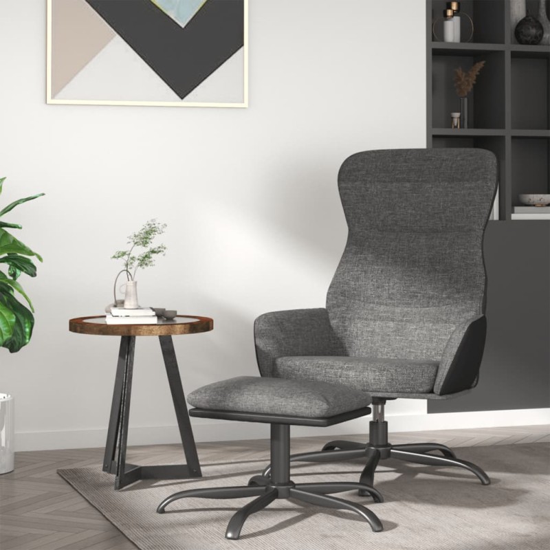vidaXL Relaxsessel mit Hocker Hellgrau Stoff vidaXL Relaxsessel mit Hocker Hellgrau Stoff