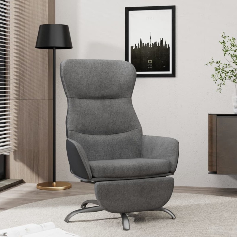 vidaXL Relaxsessel mit Fußstütze Dunkelgrau Stoff vidaXL Relaxsessel mit Fußstütze Dunkelgrau Stoff