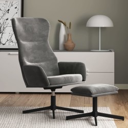 vidaXL Relaxsessel mit Hocker Dunkelgrau Samt