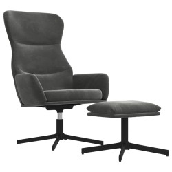 vidaXL Relaxsessel mit Hocker Dunkelgrau Samt