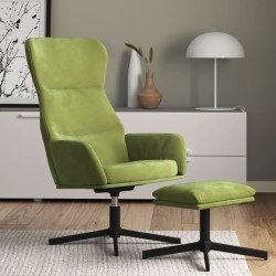 vidaXL Relaxsessel mit Hocker Hellgrün Samt