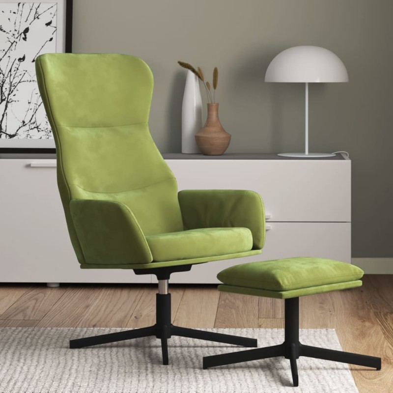 vidaXL Relaxsessel mit Hocker Hellgrün Samt vidaXL Relaxsessel mit Hocker Hellgrün Samt