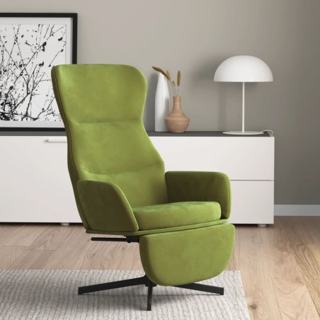 vidaXL Relaxsessel mit Fußstütze Hellgrün Samt