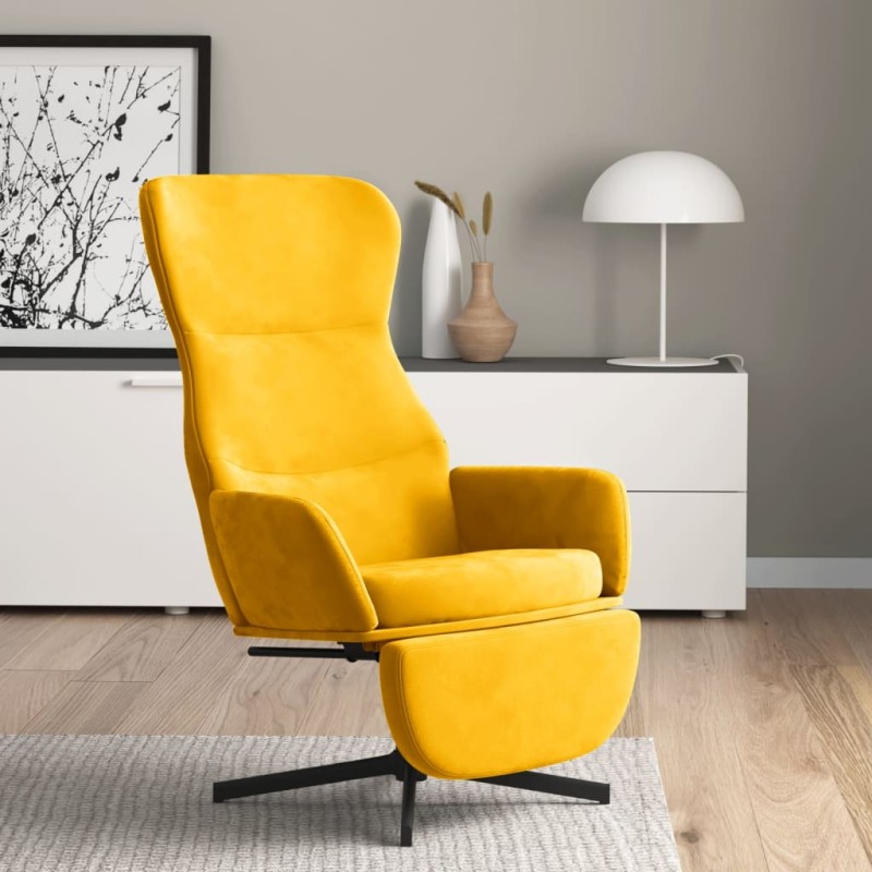 vidaXL Relaxsessel mit Fußstütze Senfgelb Samt vidaXL Relaxsessel mit Fußstütze Senfgelb Samt