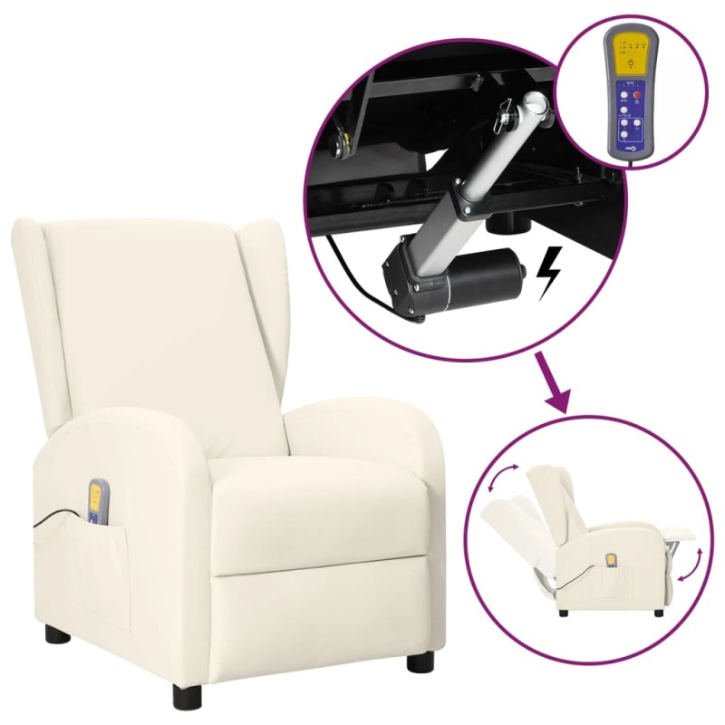 vidaXL Ohrensessel mit Massagefunktion Aufstehhilfe Creme Kunstleder vidaXL Ohrensessel mit Massagefunktion Aufstehhilfe Creme Kunstleder