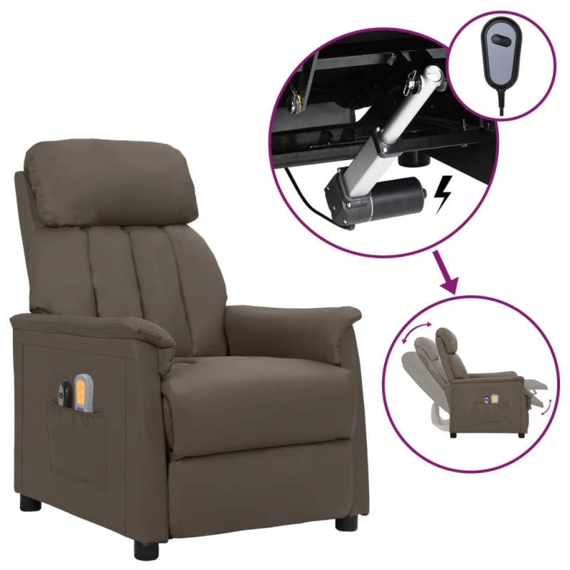 vidaXL Massagesessel Elektrisch Grau Kunstleder vidaXL Massagesessel Elektrisch Grau Kunstleder