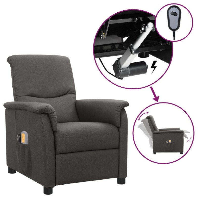 vidaXL Massagesessel Elektrisch Dunkelgrau Stoff