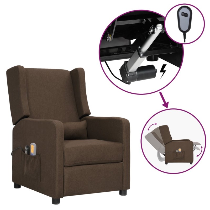 vidaXL Massagesessel Elektrisch Braun Stoff vidaXL Massagesessel Elektrisch Braun Stoff