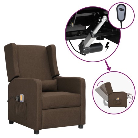 vidaXL Massagesessel Elektrisch Braun Stoff