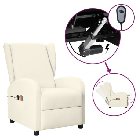 vidaXL Ohrensessel mit Massagefunktion Elektrisch Creme Kunstleder