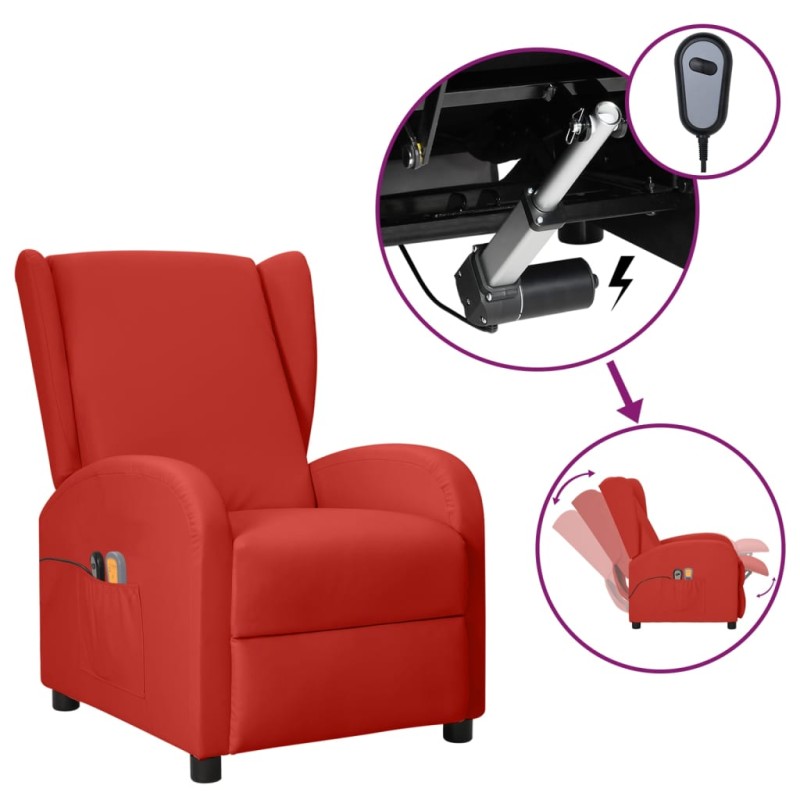 vidaXL Ohrensessel mit Massagefunktion Elektrisch Weinrot Kunstleder vidaXL Ohrensessel mit Massagefunktion Elektrisch Weinrot Kunstleder
