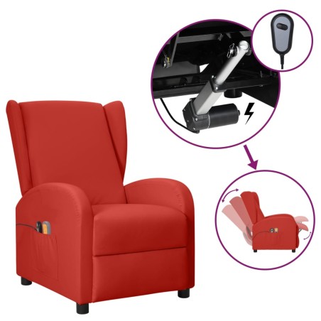 vidaXL Ohrensessel mit Massagefunktion Elektrisch Weinrot Kunstleder