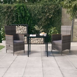 vidaXL 3-tlg. Garten-Essgruppe mit Kissen Grau