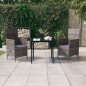vidaXL 3-tlg. Garten-Essgruppe mit Kissen Grau vidaXL 3-tlg. Garten-Essgruppe mit Kissen Grau