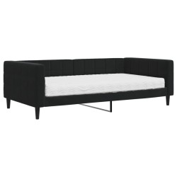 Tagesbett mit Matratze Schwarz 100x200 cm Samt