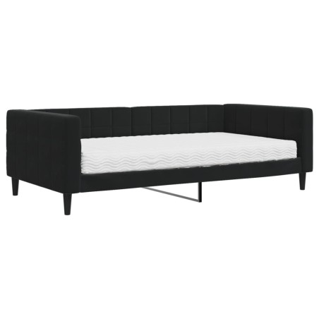 Tagesbett mit Matratze Schwarz 100x200 cm Samt