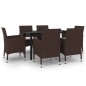 vidaXL 7-tlg. Garten-Essgruppe mit Auflagen Poly Rattan und Glas vidaXL 7-tlg. Garten-Essgruppe mit Auflagen Poly Rattan und Glas