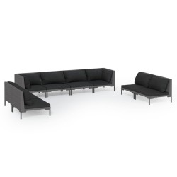 vidaXL 8-tlg. Garten-Lounge-Set mit Kissen Poly Rattan Dunkelgrau