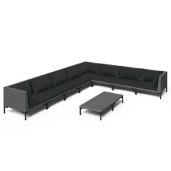 vidaXL 9-tlg. Garten-Lounge-Set mit Kissen Poly Rattan Dunkelgrau