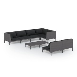 vidaXL 8-tlg. Garten-Lounge-Set mit Kissen Poly Rattan Dunkelgrau