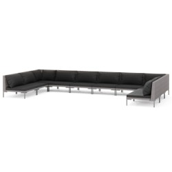 vidaXL 10-tlg. Garten-Lounge-Set mit Kissen Poly Rattan Dunkelgrau
