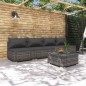 vidaXL 5-tlg. Garten-Lounge-Set mit Kissen Poly Rattan Grau vidaXL 5-tlg. Garten-Lounge-Set mit Kissen Poly Rattan Grau