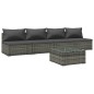 vidaXL 5-tlg. Garten-Lounge-Set mit Kissen Poly Rattan Grau vidaXL 5-tlg. Garten-Lounge-Set mit Kissen Poly Rattan Grau