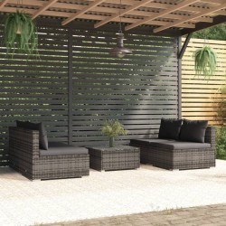 vidaXL 5-tlg. Garten-Lounge-Set mit Kissen Poly Rattan Grau