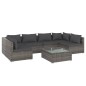 vidaXL 7-tlg. Garten-Lounge-Set mit Kissen Poly Rattan Grau