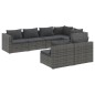 vidaXL 7-tlg. Garten-Lounge-Set mit Kissen Grau Poly Rattan vidaXL 7-tlg. Garten-Lounge-Set mit Kissen Grau Poly Rattan