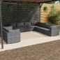 vidaXL 9-tlg. Garten-Lounge-Set mit Kissen Grau Poly Rattan vidaXL 9-tlg. Garten-Lounge-Set mit Kissen Grau Poly Rattan