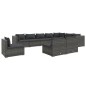vidaXL 10-tlg. Garten-Lounge-Set mit Kissen Poly Rattan Grau vidaXL 10-tlg. Garten-Lounge-Set mit Kissen Poly Rattan Grau