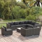 vidaXL 10-tlg. Garten-Lounge-Set mit Kissen Poly Rattan Grau vidaXL 10-tlg. Garten-Lounge-Set mit Kissen Poly Rattan Grau