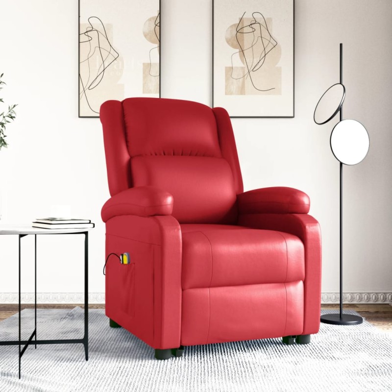 vidaXL Massagesessel mit Aufstehhilfe Rot Kunstleder vidaXL Massagesessel mit Aufstehhilfe Rot Kunstleder