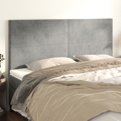 vidaXL Kopfteile 4 Stk. Hellgrau 90x5x78/88 cm Samt