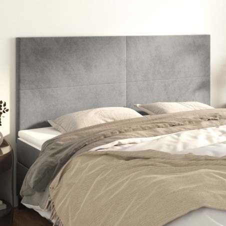 vidaXL Kopfteile 4 Stk. Hellgrau 90x5x78/88 cm Samt